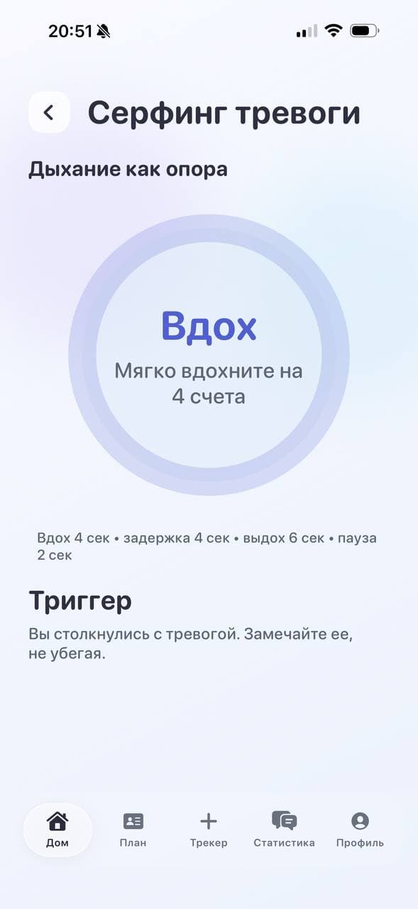 PainFlow breathing practice screen